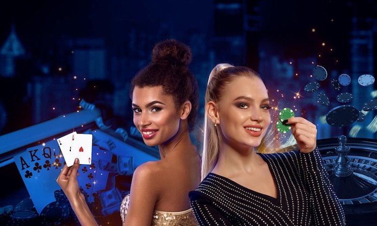 Studio PMGC dengan multi-kamera HD dan dealer profesional di meja blackjack